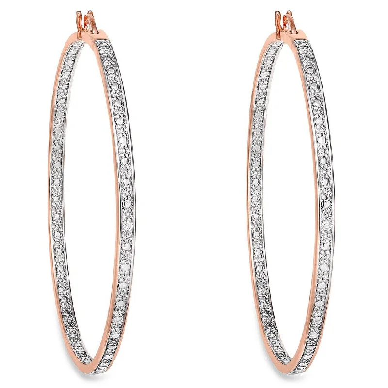 Square Drop Earrings for Modern -Finesque Rose 14k Gold Overlay Diamond Accent Micro Hoop Earrings