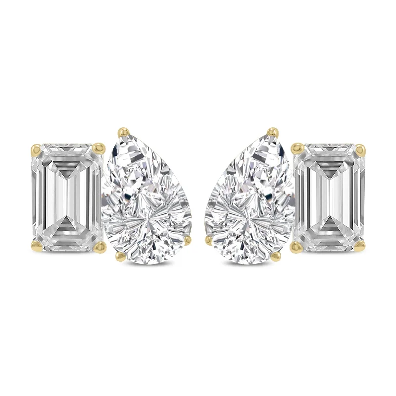 Small Drop Earrings for Delicate -Dazzling 2-Carat Diamond And Emerald Earrings In 14K Yellow Gold