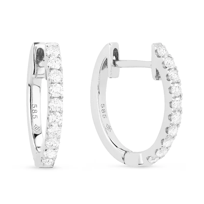 Drop Earrings with Animal Motifs -0.30Ct White Diamond Hoops Earrings In 14K White Gold