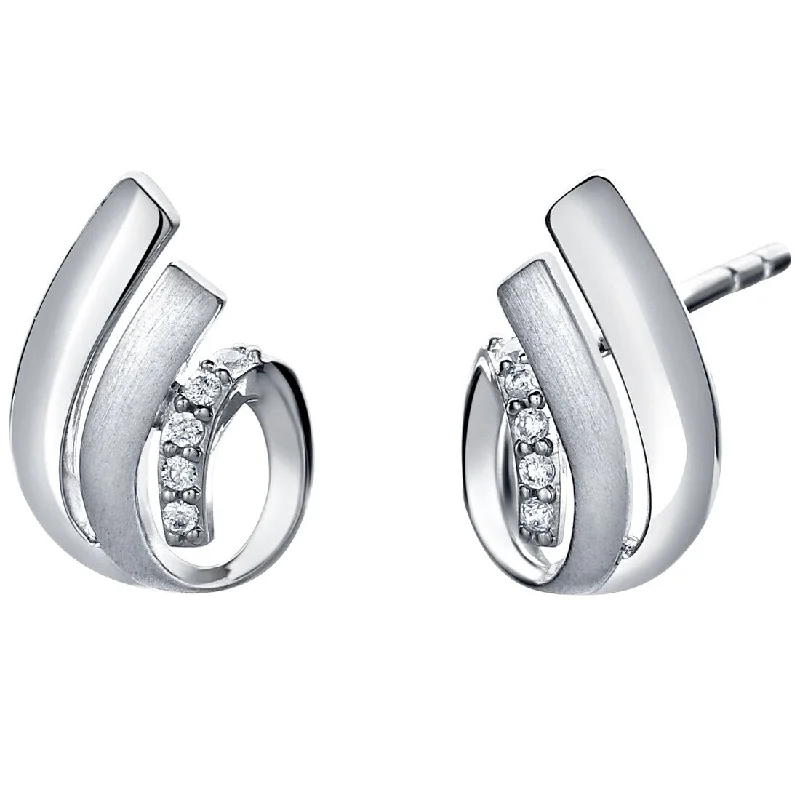 Lead Free Drop Earrings for Health -Sterling Silver Cubic Zirconia Tulip Shell Charm Earrings