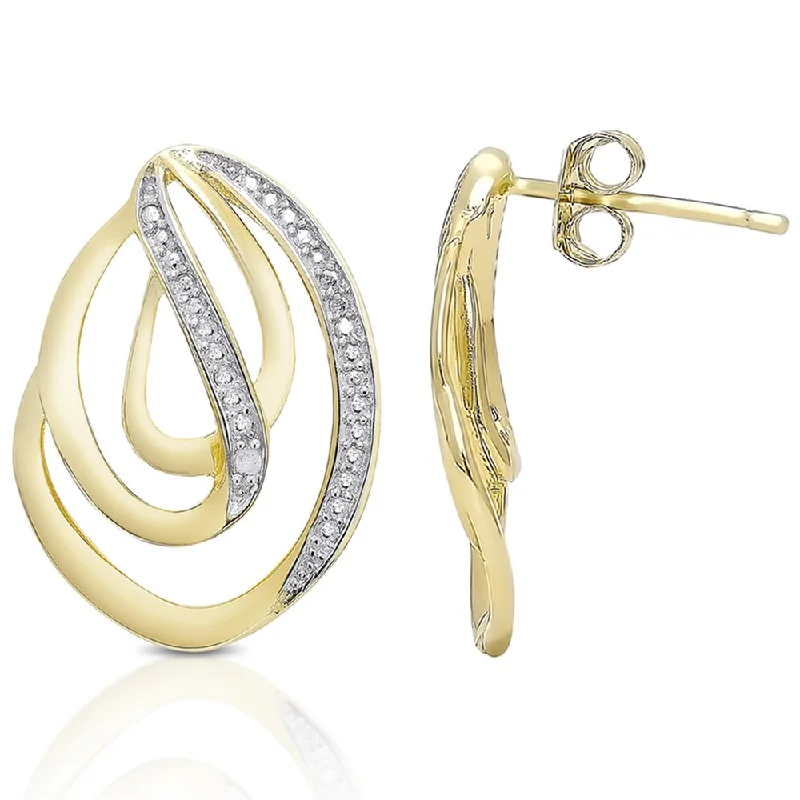 African Drop Earrings with Culture -Finesque Gold over Silver Diamond Accent Swirl Earrings