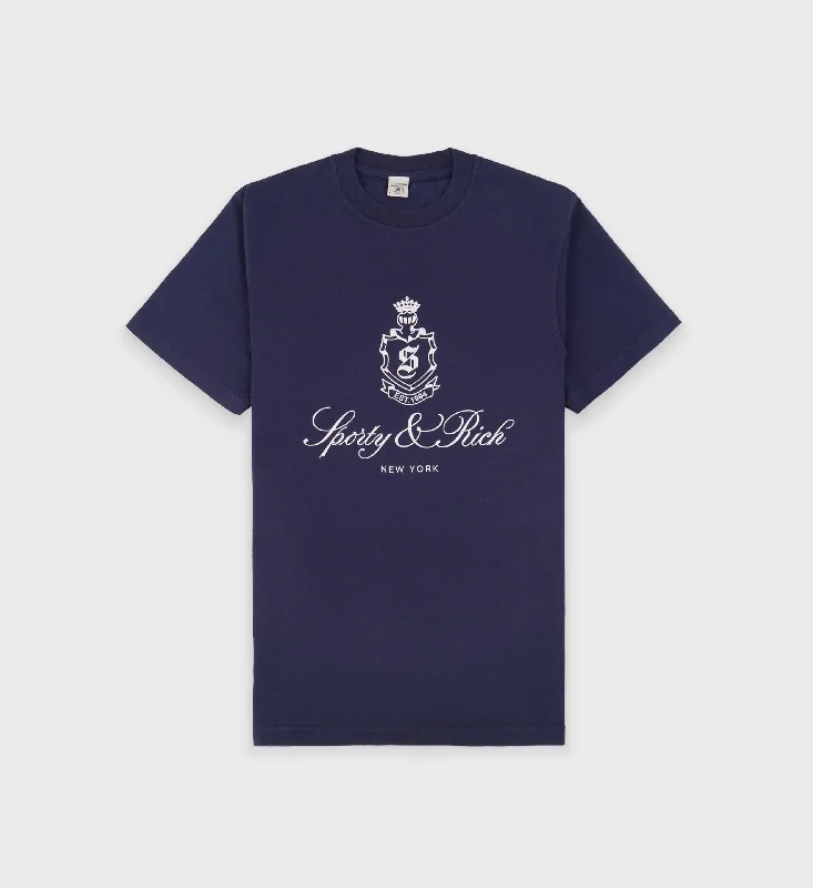 Blue Blouses for Classic -Vendome T-Shirt - Navy/White