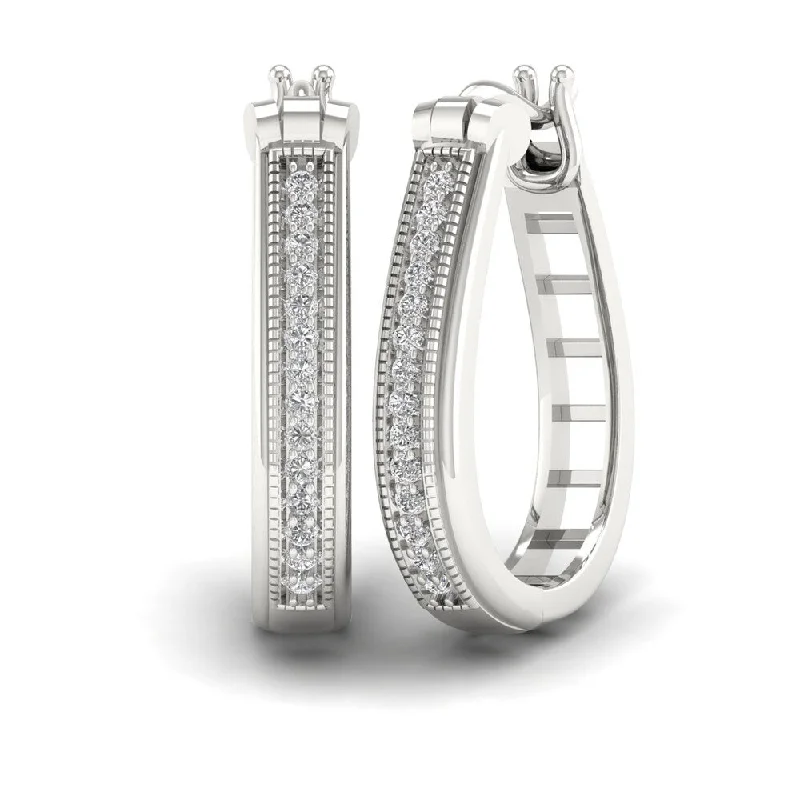 Drop Earrings for Casual Outfit -Sterling Silver 1/5ct Diamond Hoop Earrings