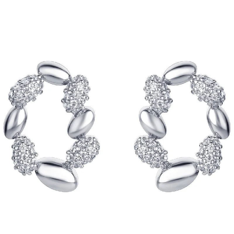 Drop Earrings with Keyhole Designs -Sterling Silver Cubic Zirconia Wreath Charm Drop Earrings