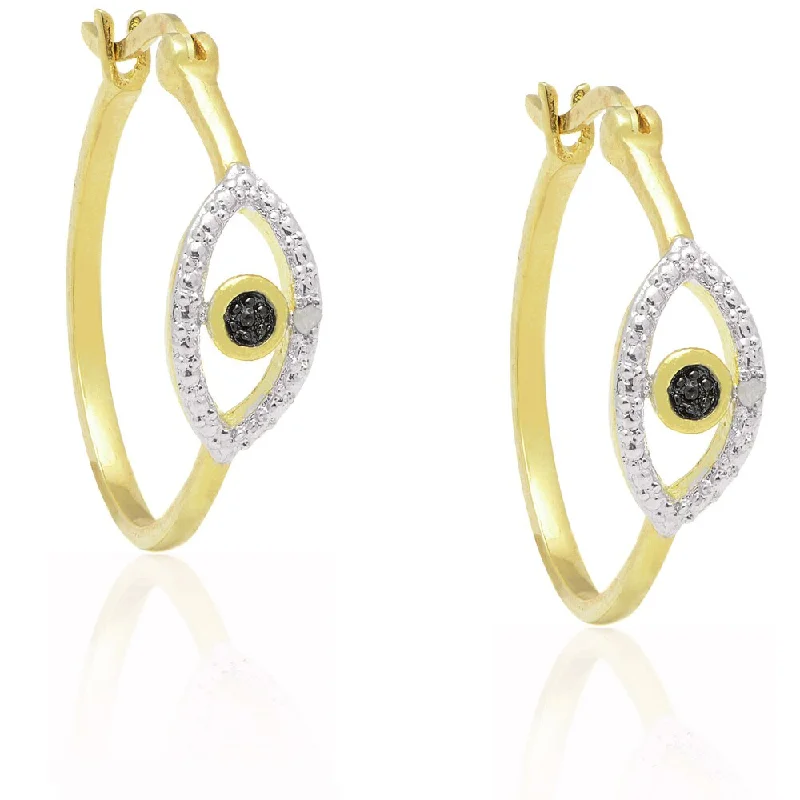 Drop Earrings for Everyday Glamour -Finesque 14k Gold Overlay Diamond Accent Evil Eye Hoop Earrings