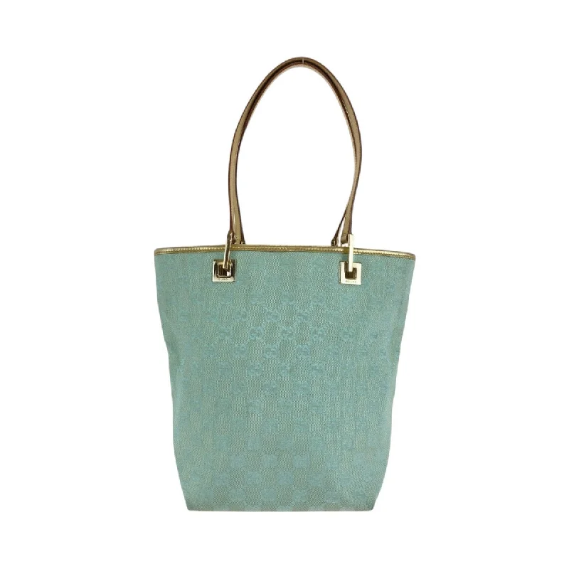 Handle bags with soft linings for protection -Gucci Emerald Green GG Canvas Leather Tote Bag