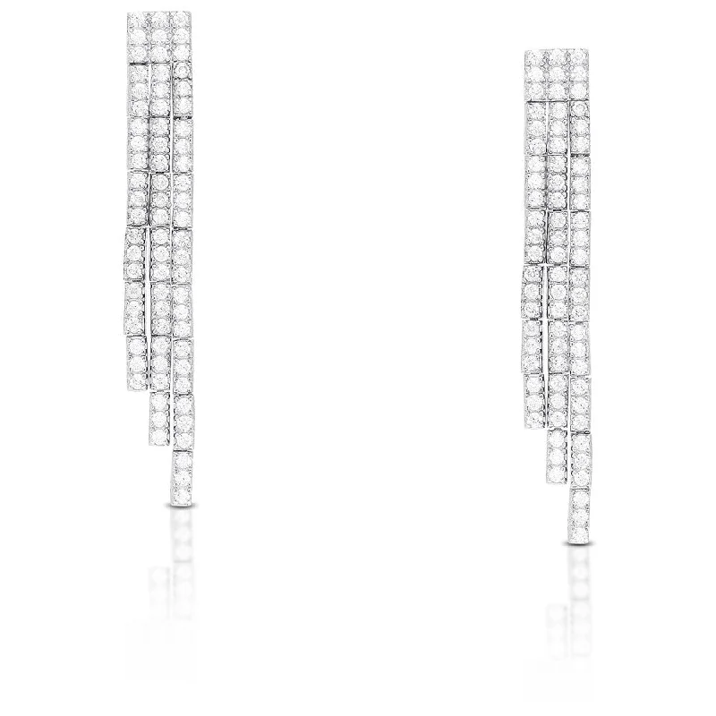 Drop Earrings for Casual Outfit -Samantha Stone Sterling Silver Cubic Zirconia Three Strand Earrings