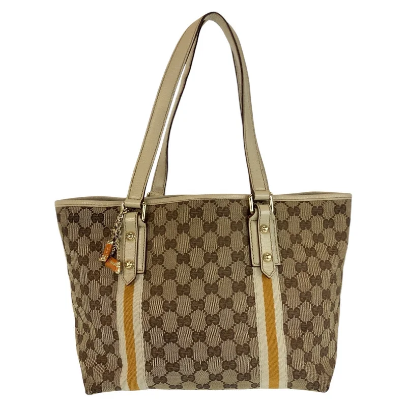 Handle bags with perforated details for style -Gucci GG Canvas Leather Tote Bag