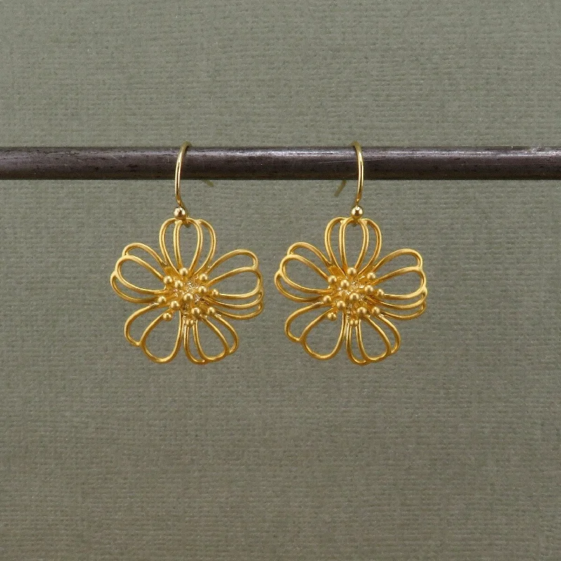 Small Drop Earrings for Delicate -Wispy Gold Daisy Earrings