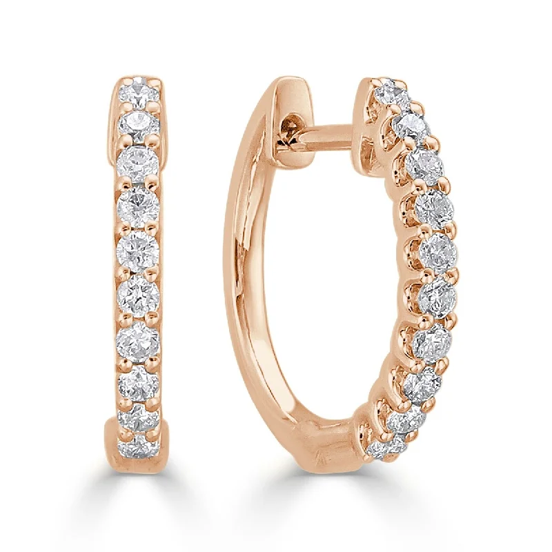 Drop Earrings for Anniversary -Joelle Collection Diamond Round Hoop Earrings 14K Rose Gold 1/4ct TDW - Yellow