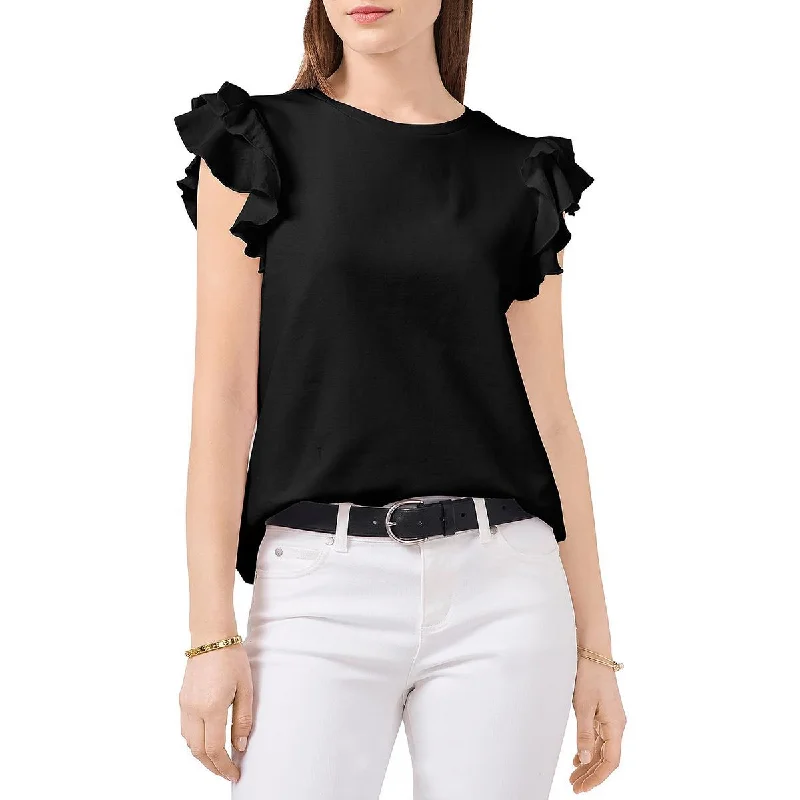 Off Shoulder Blouses for Sexy -Vince Camuto Womens Ruffled Sleeve Crewneck T-Shirt