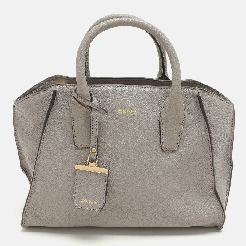 Handle bags with vegan suede for softness -Dkny Grey Leather Satchel