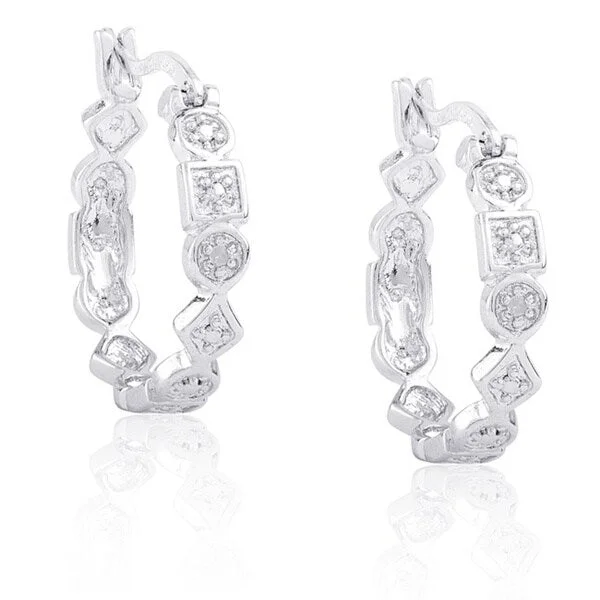 Lightweight Drop Earrings for All Day -Finesque Sterling Silver Diamond Accent Hoop Earrings