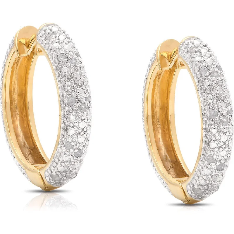 Round Drop Earrings for Classic -Finesque Yellow Gold Over Sterling Silver 1/4ct TDW Diamond Hoop Earrings