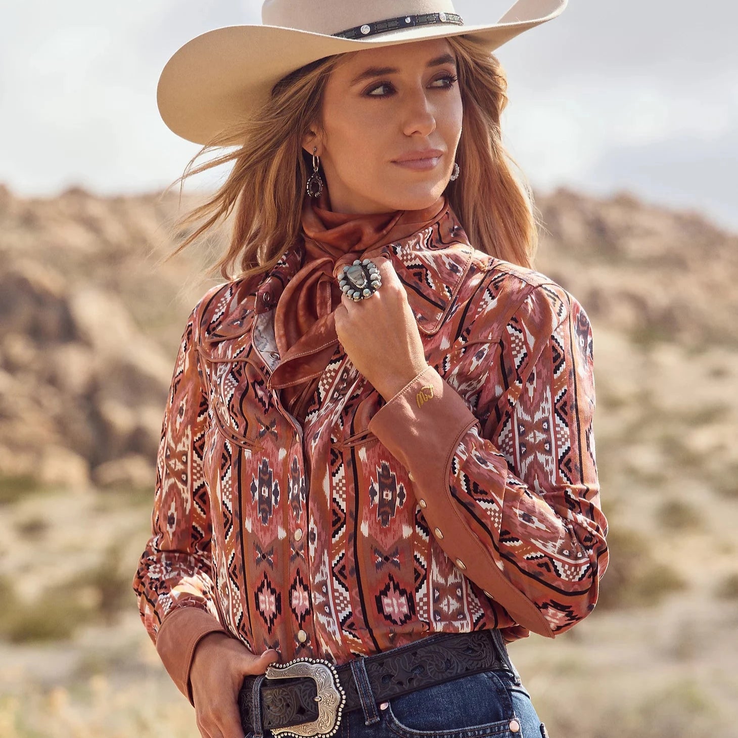 Nursing Blouses for Mothers -Wrangler x Lainey Wilson Chestnut Checotah Western Snap Shirt in Brown Checotah