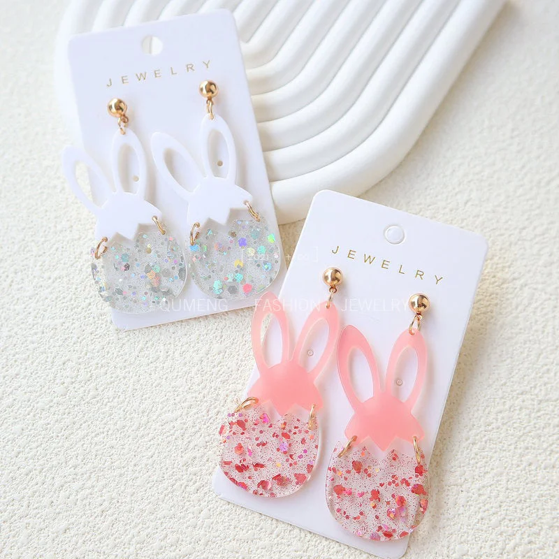 Drop Earrings for Office Wear -Wholesale Easter Egg Cute Rabbit Transparent Egg European and American Earrings