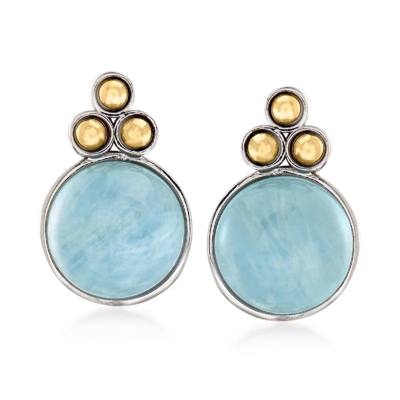 Gothic Drop Earrings with Dark Tone -Ross-Simons Aquamarine Earrings in Sterling Silver With 14kt Yellow Gold