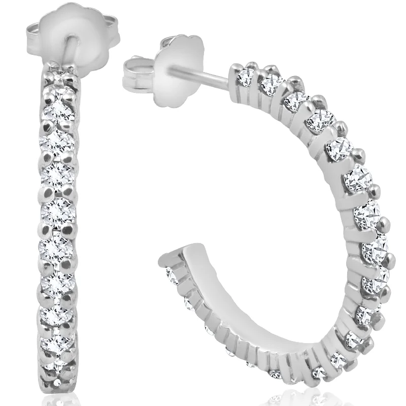 Best hoop earrings with smooth ceramic finishes for a polished, clean style-1 1/2ct Diamond Hoops 14K White Gold