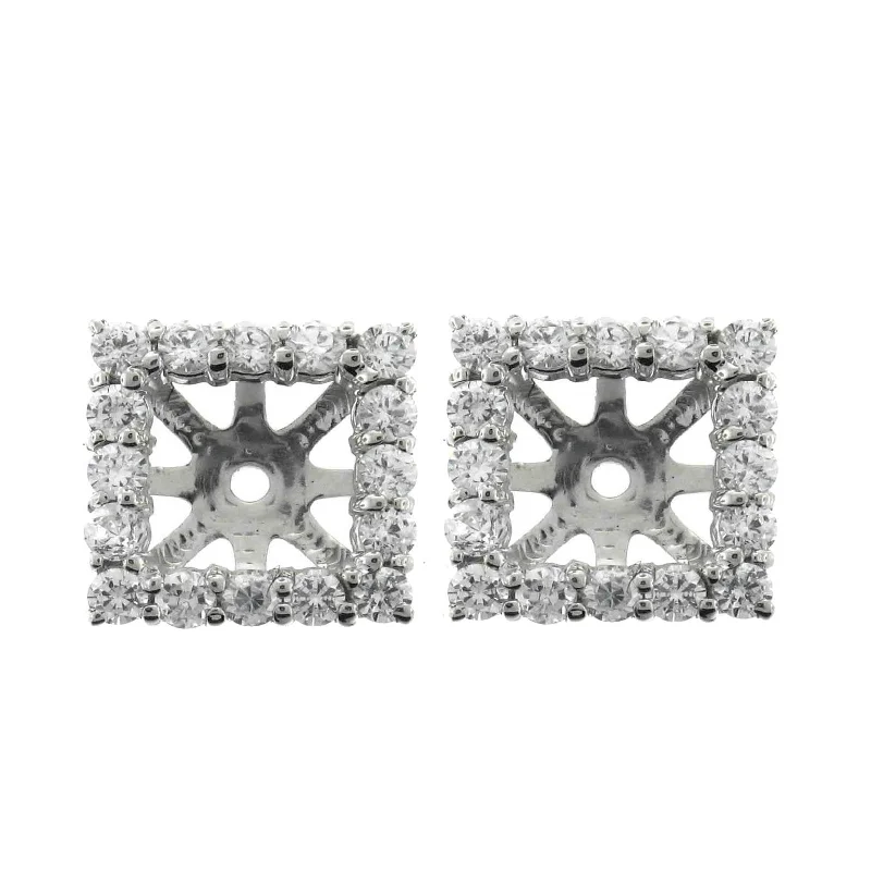 Best hoop earrings with marbled designs for a trendy and artistic effect-1 1/4ct Princess Cut Diamond Halo Earring Jackets 14K White Gold (up to 6mm)