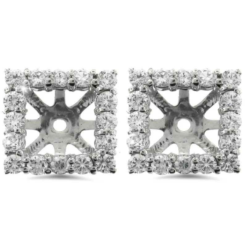 Large hoop earrings for a bold and statement-making fashion accessory-1 1/4ct Princess Cut Diamond Halo Earring Jackets White Gold (5.5-6mm)