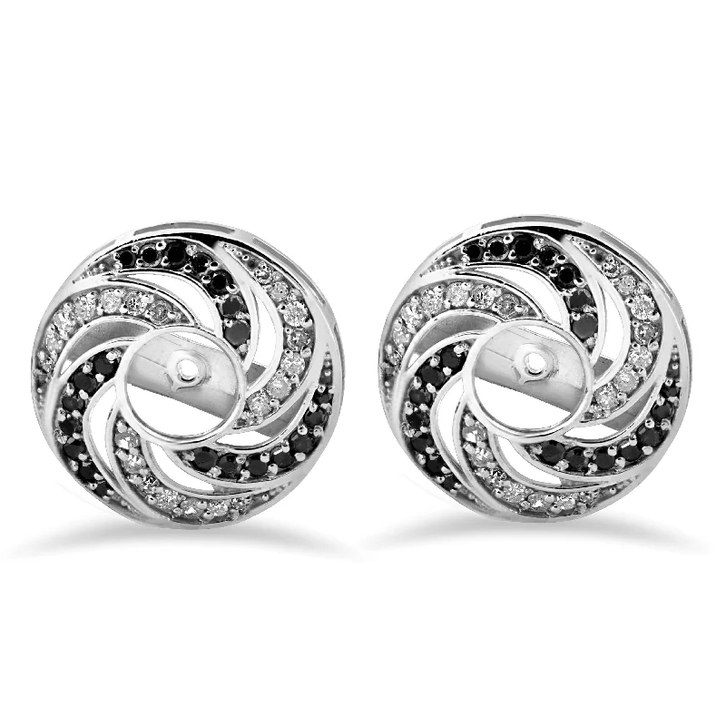 Classic hoop earrings with a thin profile for a sleek and subtle style-1/2ct 14K White Gold Black & White Diamond Spiral Earring Jackets (up to 4mm)