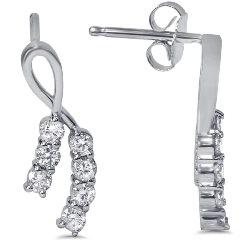 Hoop earrings with open designs for a modern, lighthearted vibe-1/2ct Diamond Earrings 14K White Gold