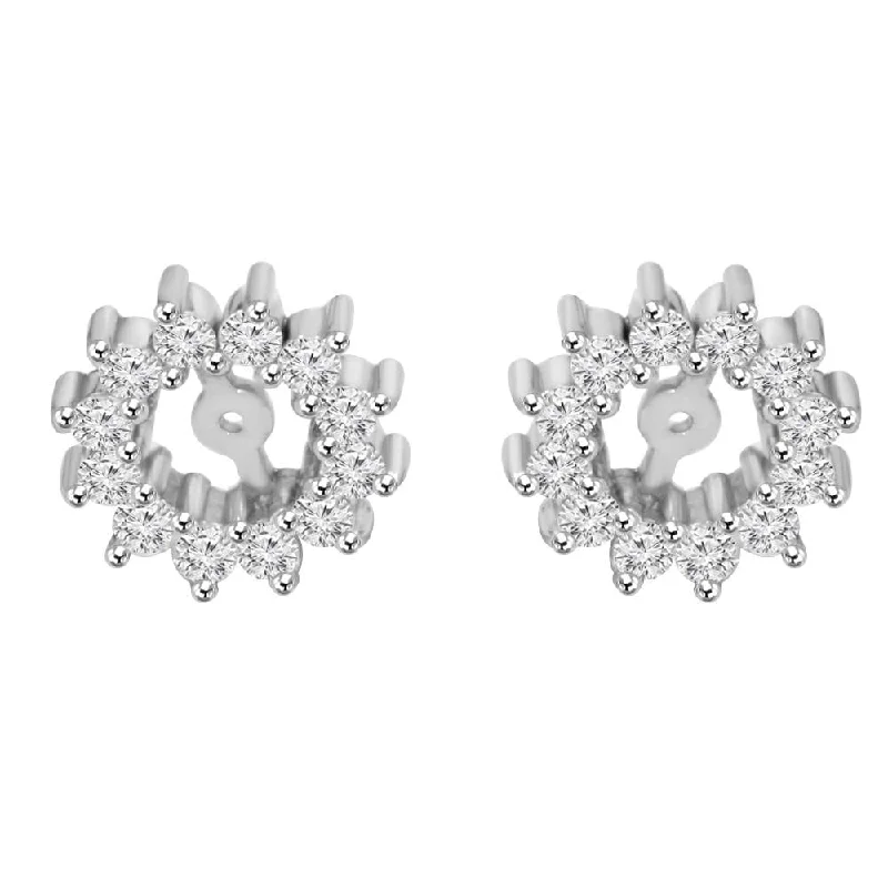 Best hoop earrings with vintage rhinestone embellishments for a retro-glam effect-1/2ct Diamond Earrings Jackets 14K White Gold  (5-5.5mm)