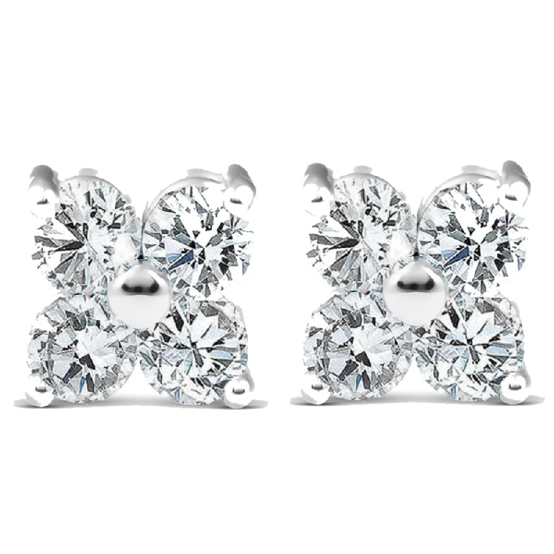 Best hoop earrings with sparkling cubic zirconia for a brilliant, budget-friendly effect-1/2ct Diamond Eight-Stone Studs 14K White Gold