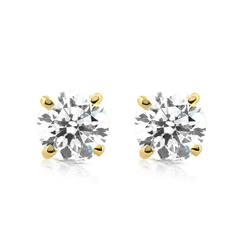 Hoop earrings with floral motifs for a feminine and nature-inspired look-1/5ct Diamond Studs 14K Yellow Gold