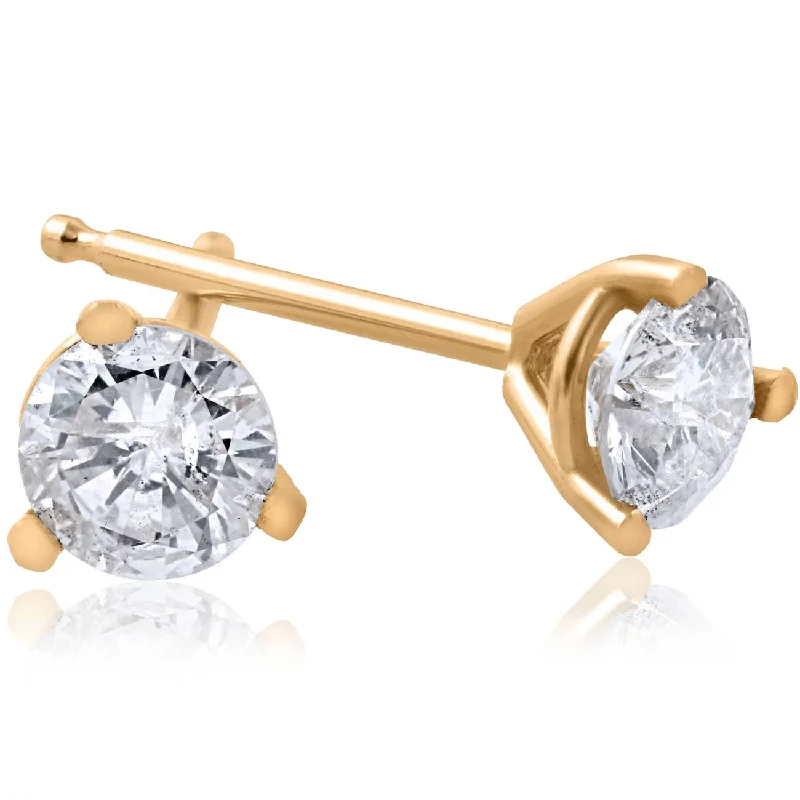 Hoop earrings with intricate designs for a unique and artistic appearance-1/5ct Round Genuine Diamond Martini Studs 14K Yellow Gold