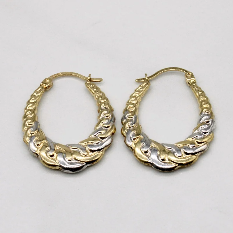 Best hoop earrings with lever-back closures for secure and easy wear-10k Two Tone Gold Hoop earrings