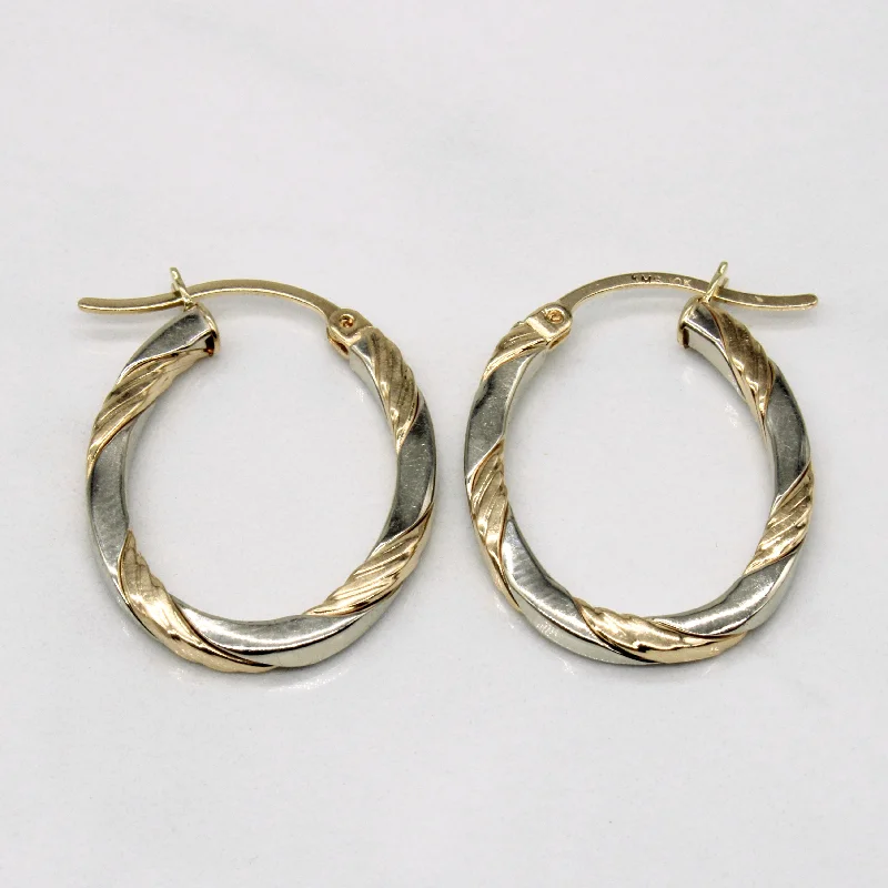 Hoop earrings with resin accents for a bold and colorful design-10k Two Tone Gold Hoop Earrings