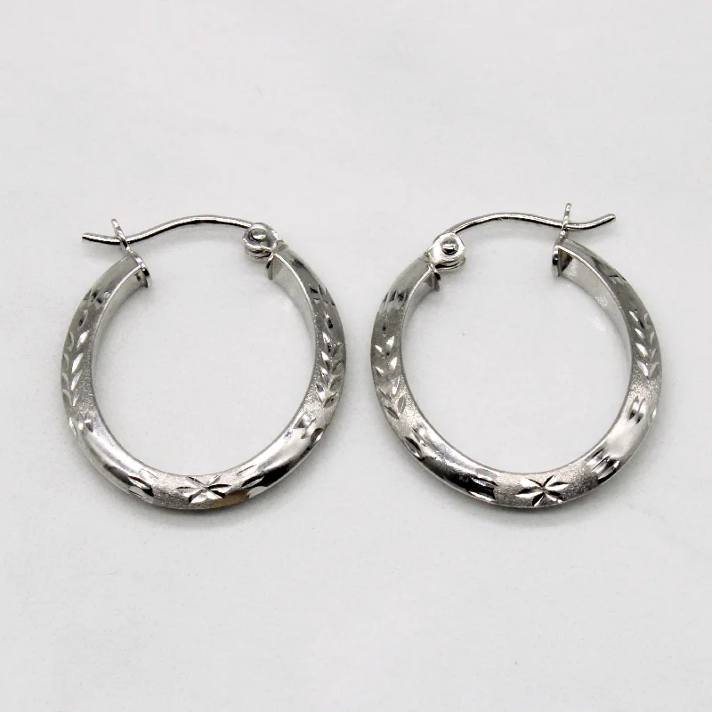 Hoop earrings with tortoiseshell designs for a chic and classic style-10k White Gold Hoop Earrings