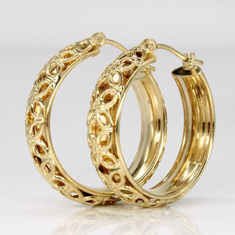 Hoop earrings with artistic filigree designs for an intricate, delicate finish-10k Yellow Gold Hoop Earrings