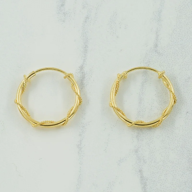 Hoop earrings with intricate designs for a unique and artistic appearance-10k Yellow Gold Rope Hoop Earrings