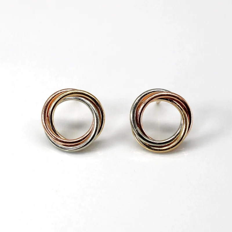 Hoop earrings with textured gold for a refined and sophisticated aesthetic-10k Yellow Gold Tri Tone Gold Earrings