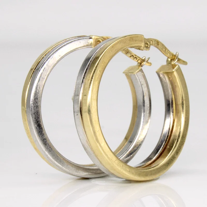 Hoop earrings with a matte finish for a sleek and sophisticated appearance-14k Two Tone Gold Hoop Earrings