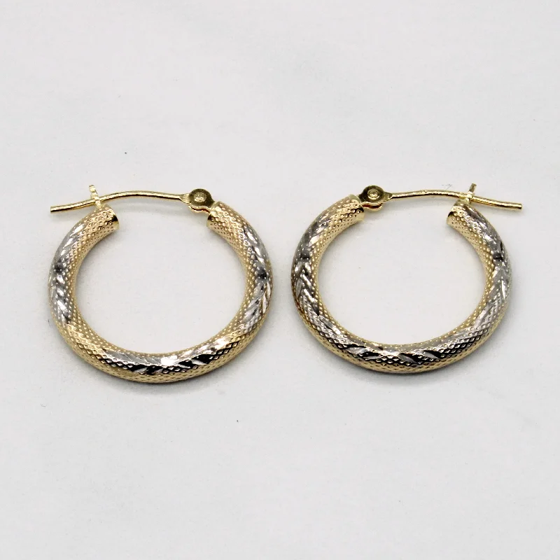 Hoop earrings with circle designs for a classic and timeless shape-14k Two Tone Gold Hoop Earrings