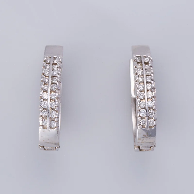 Best hoop earrings with geometric cuts for a sharp, modern appeal-14K White Gold Diamond Huggie Earring | 0.55ctw