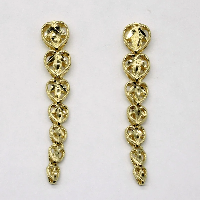 Best hoop earrings with intricate beaded details for a textured, stylish appearance-14k Yellow Gold Drop Heart Earrings