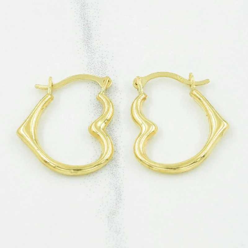 Hoop earrings with gold accents for a warm, elegant statement piece-14k Yellow Gold Heart Hoop Earrings