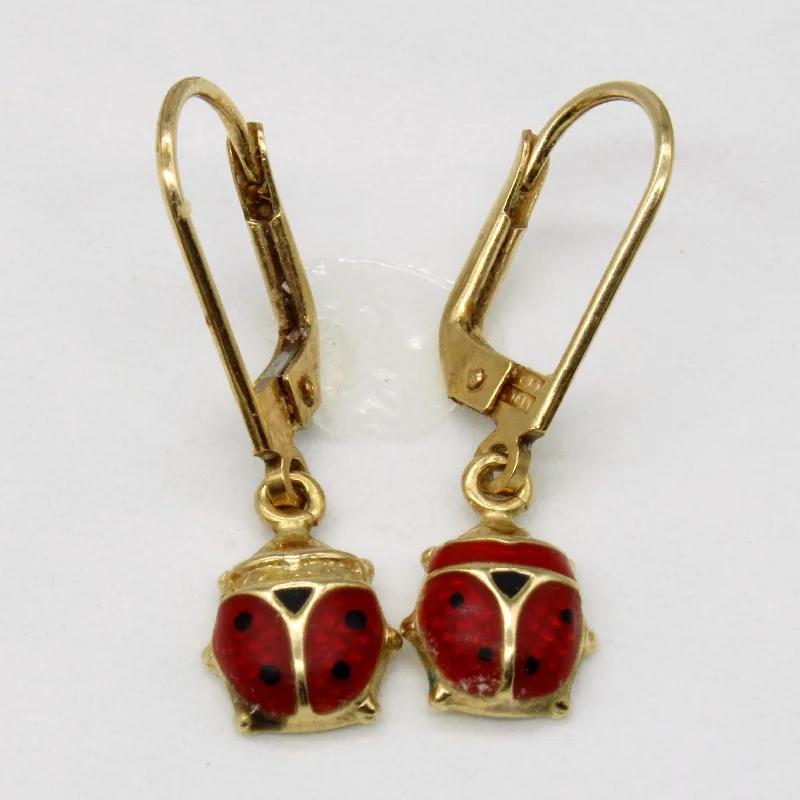 Best hoop earrings with matching bracelets for a coordinated jewelry set-14k Yellow Gold Lady Bug Earrings