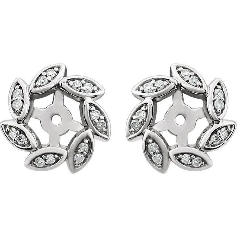 14Kt White 1/10 Ctw Diamond Earring Jackets (up to 4mm)