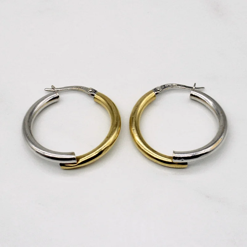 Hoop earrings with hammered textures for a boho-chic and rustic vibe-18k Two Tone Gold Hoop Earrings