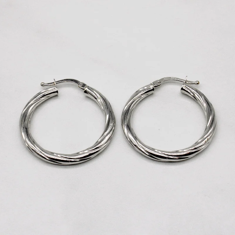 Best hoop earrings with rose gold for a romantic and warm aesthetic-18k White Gold Hoop Earrings