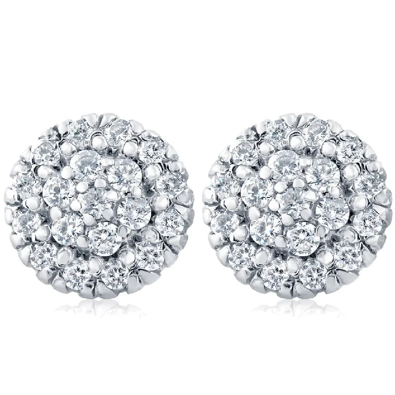 Best hoop earrings with vintage rhinestone embellishments for a retro-glam effect-1ct Pave Fire Diamond Studs 14K White Gold