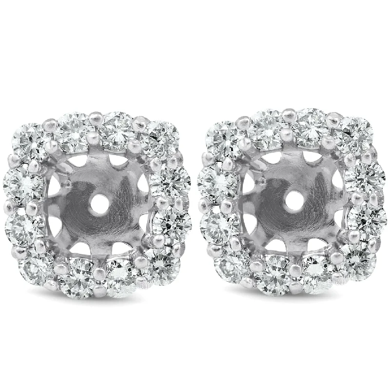 Hoop earrings with circle designs for a classic and timeless shape-3/4 Ct Diamond Stud Earring Cushion Halo Jackets 14k White Gold (5-5.5mm)