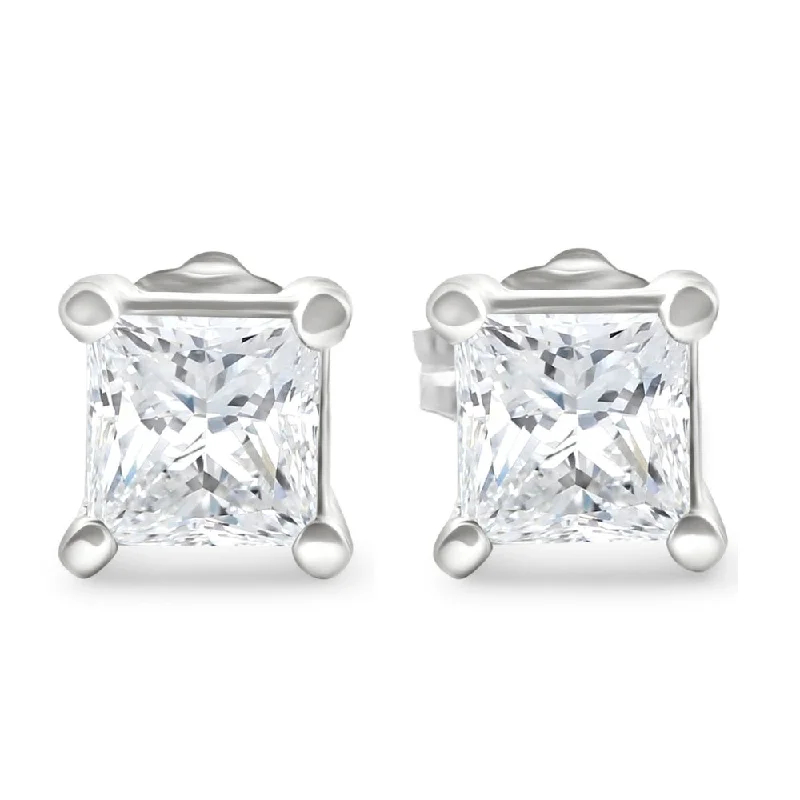 Best hoop earrings with geometric pendants for a modern, chic appeal-3/4ct Diamond Studs 14K White Gold