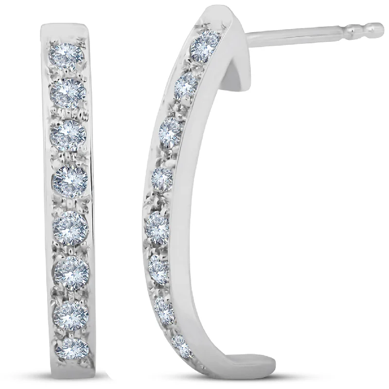 Hoop earrings with dangling charms for a playful and fun look-3/8ct Diamond Hoops 14K White Gold