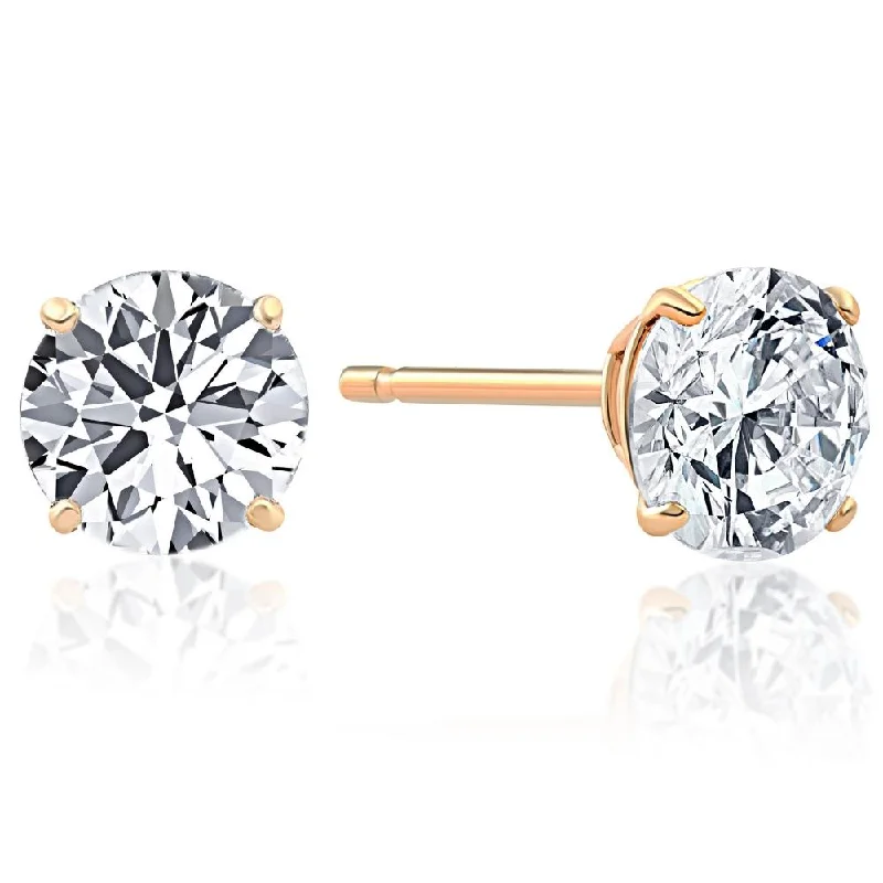 Best hoop earrings with geometric triangle shapes for a modern, chic design-.40Ct Round Natural SI1-SI2 Diamond Studs Available In 14K White & Yellow Gold Basket Setting